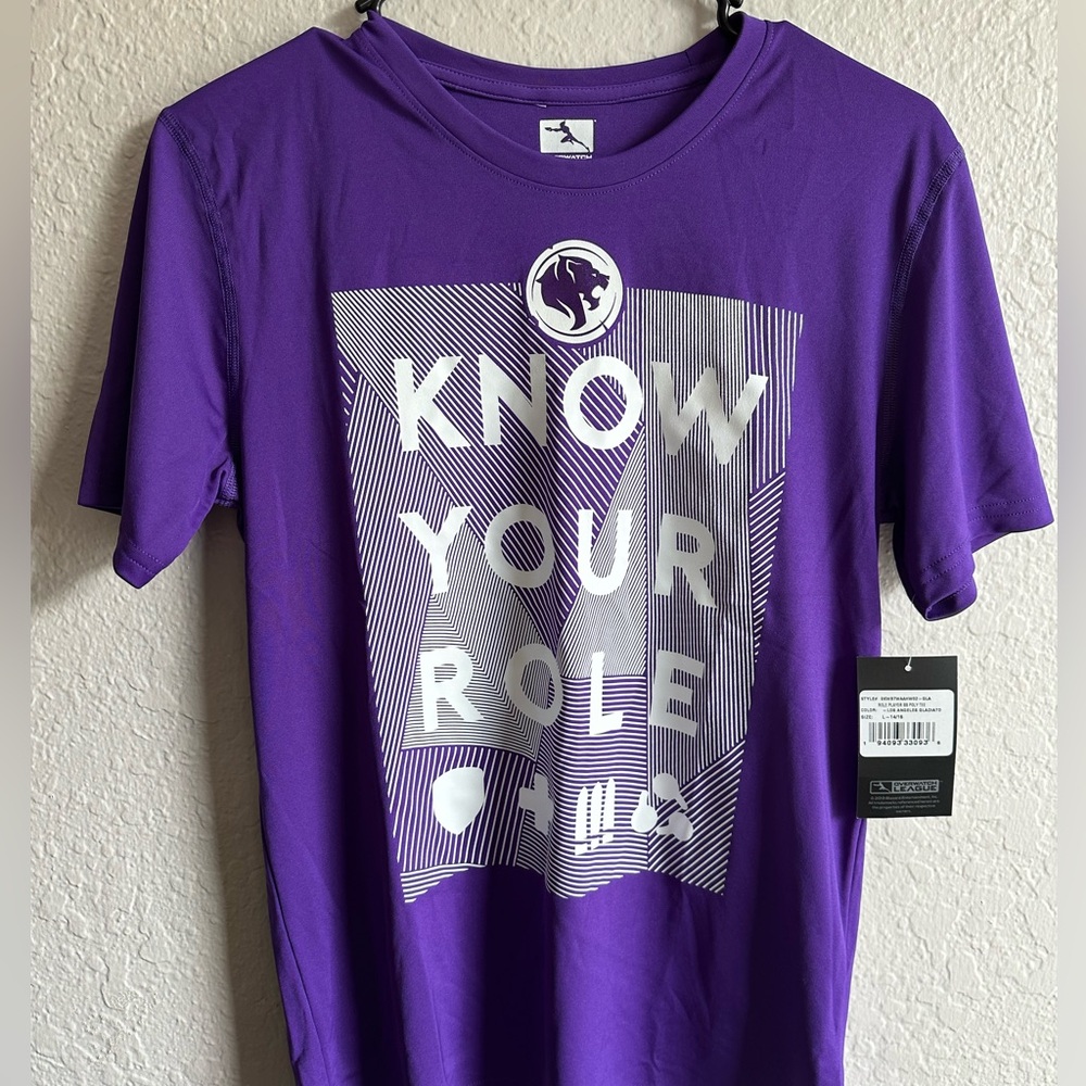 NWT Boys Large OVERWATCH LA Gladiators Purple Performance T-Shirt